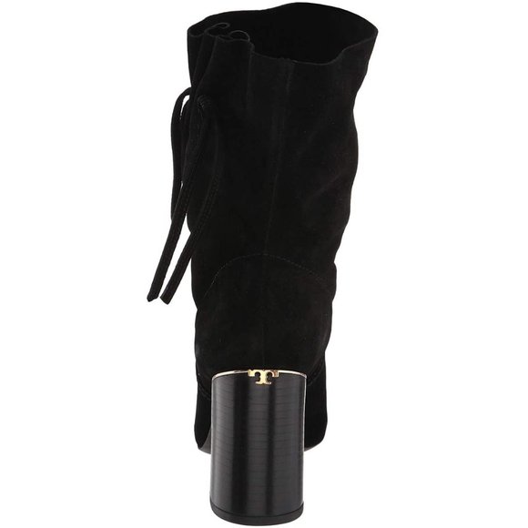 NWT Tory Burch®  Suede metal logo block heel bootie with tassel - Picture 3 of 11